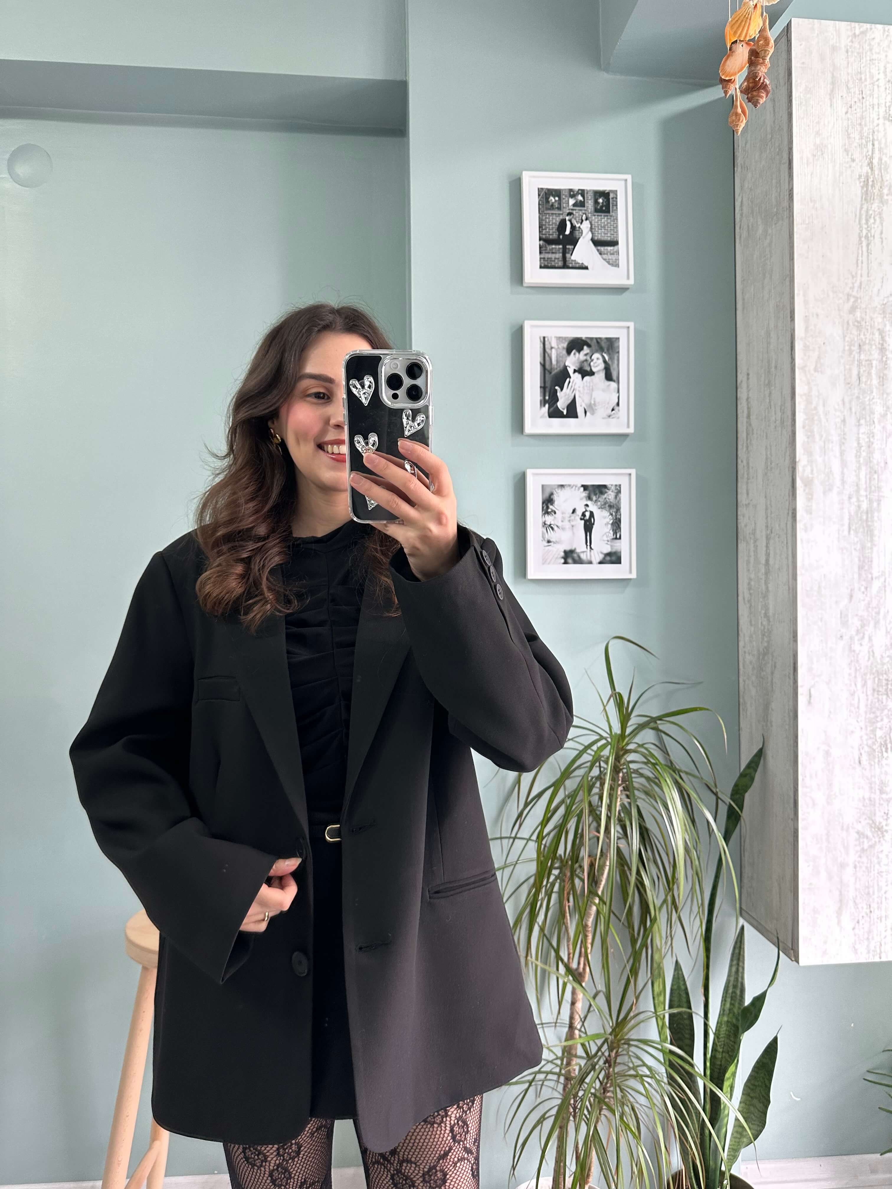 Siyah Oversize Blazer Ceket , 3. görünüm